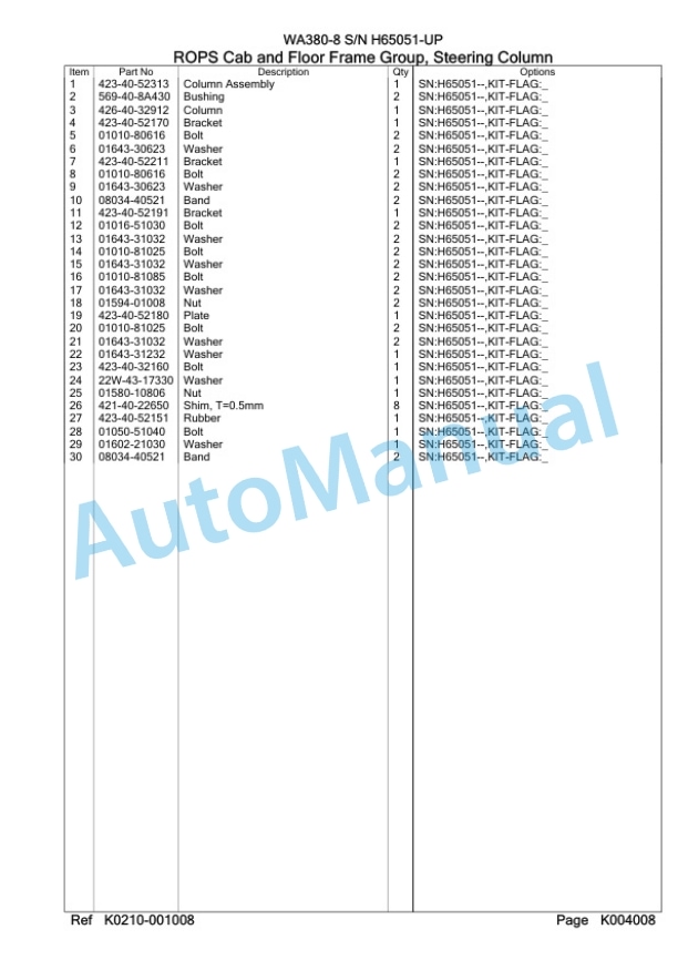 Komatsu WA380-8 Wheel Loader Parts Manual WA00010H 4 Komatsu WA380-8 Wheel Loader Parts Manual WA00010H-4