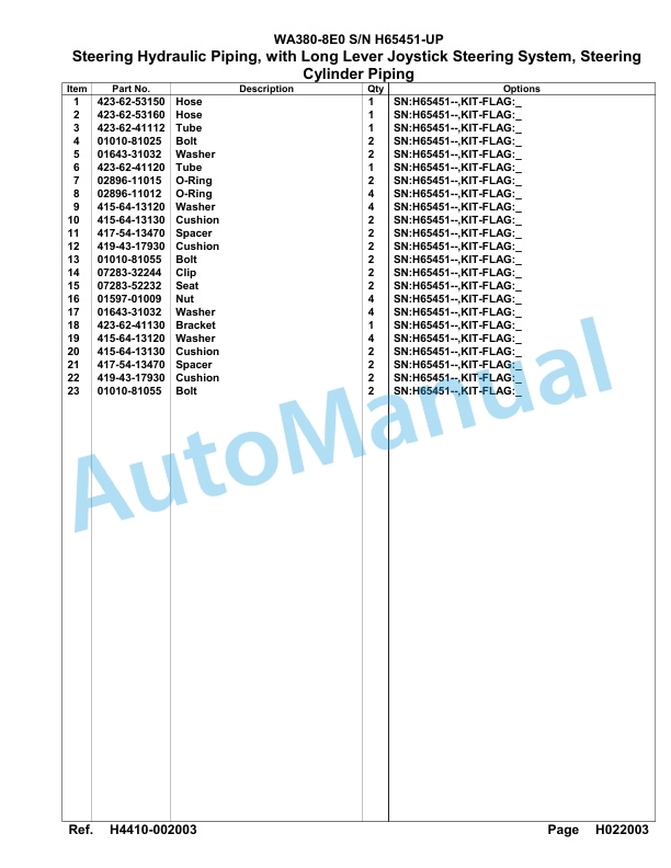 Komatsu WA380-8E0 Parts Manual WA00030H 3 Komatsu WA380-8E0 Parts Manual WA00030H-3