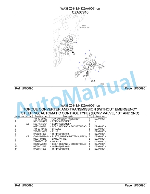 Komatsu WA380Z-6 Parts Manual DZAA0001-up 2 Komatsu WA380Z-6 Parts Manual DZAA0001-up-2