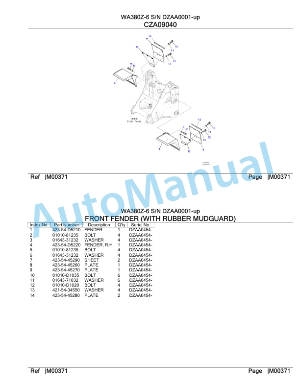 Komatsu WA380Z-6 Parts Manual DZAA0001-up 5 Komatsu WA380Z-6 Parts Manual DZAA0001-up-5