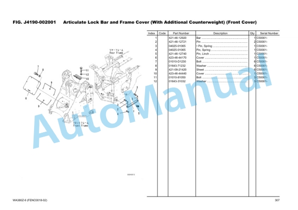 Komatsu WA380Z-6 Wheel Loader Parts Manual FENC0018-02 4 Komatsu WA380Z-6 Wheel Loader Parts Manual FENC0018-02 - Image 4