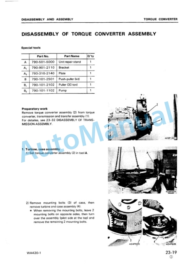Komatsu WA420-1 Wheel Loader Shop Manual SEBMU4240106 2 Komatsu WA420-1 Wheel Loader Shop Manual SEBMU4240106-2