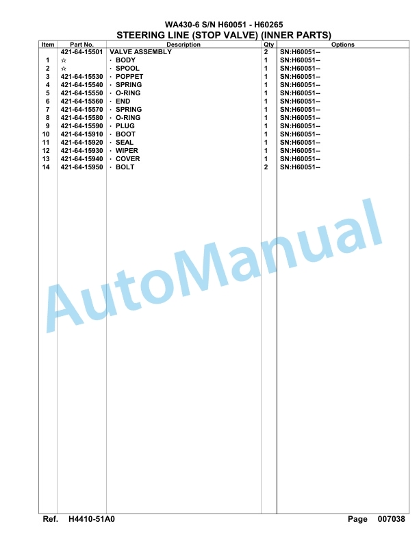 Komatsu WA430-6 Parts Manual - H60051 - H60265 3 Komatsu WA430-6 Parts Manual - H60051 - H60265-3