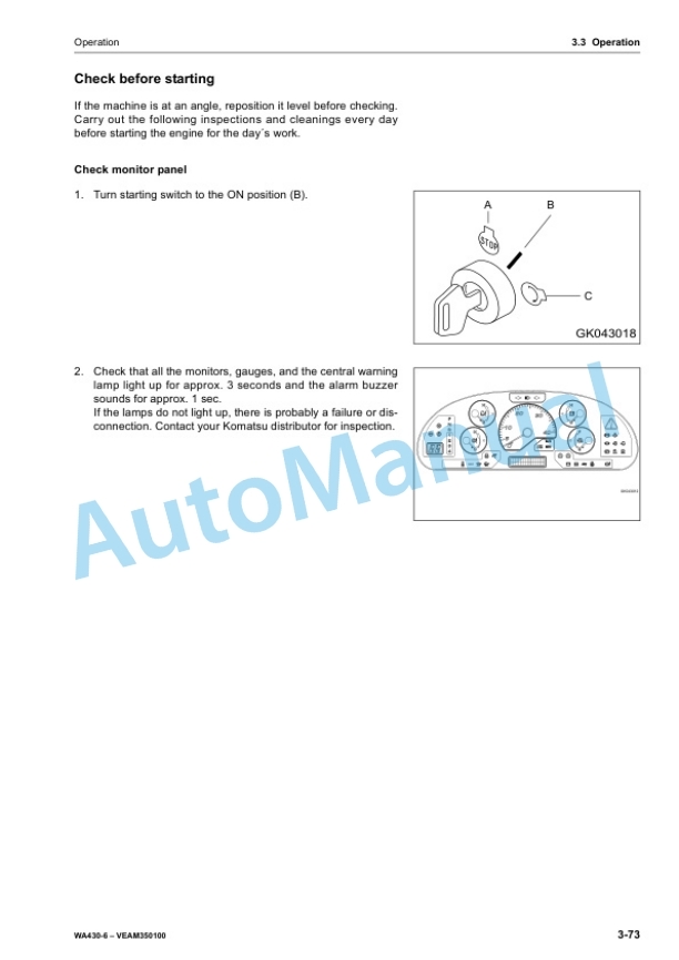 Komatsu WA430-6 Wheel Loader Operation and Maintenance Manual VEAM350100 3 Komatsu WA430-6 Wheel Loader Operation and Maintenance Manual VEAM350100 - Image 3