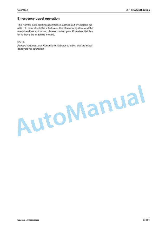 Komatsu WA430-6 Wheel Loader Operation and Maintenance Manual VEAM350100 4 Komatsu WA430-6 Wheel Loader Operation and Maintenance Manual VEAM350100 - Image 4