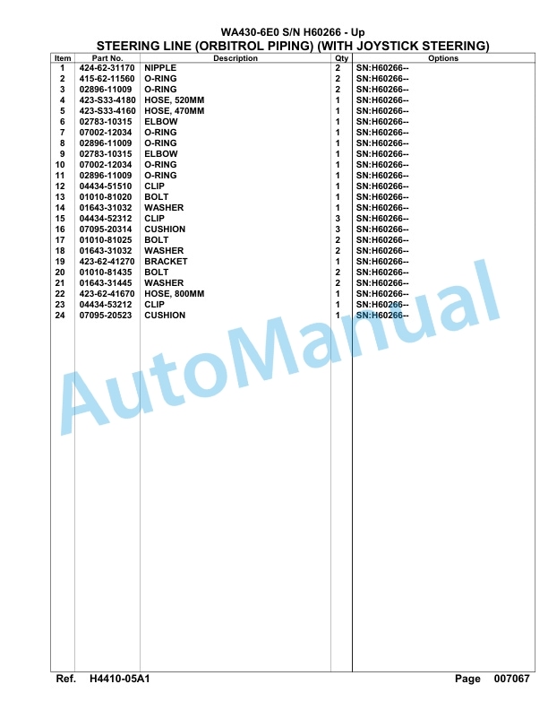 Komatsu WA430-6E0 Parts Manual H60266-up 3 Komatsu WA430-6E0 Parts Manual H60266-up-3