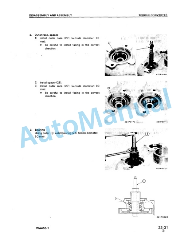 Alternative view of Komatsu WA450-1 Shop Manual SEBMA4210108