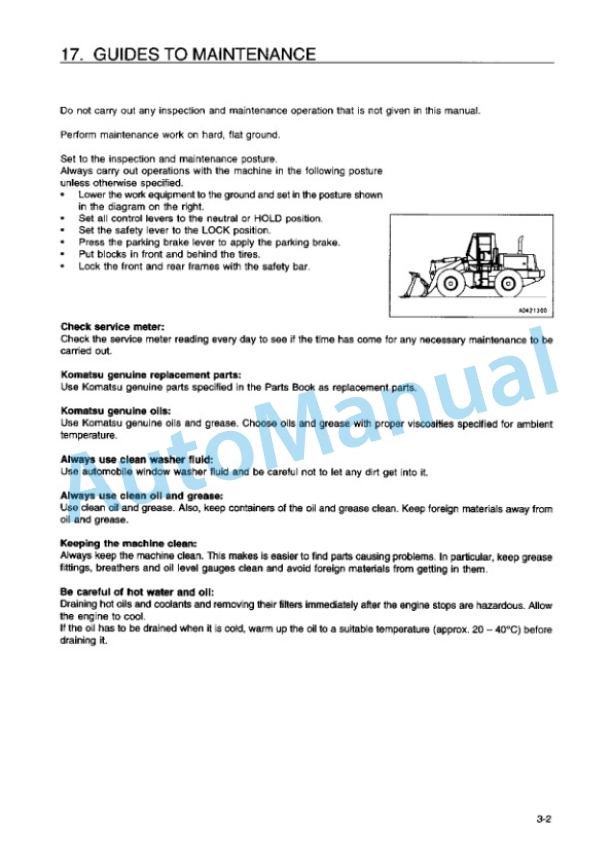 Komatsu WA470-3 Avance Wheel Loader Operation and Maintenance Manual OMEW4700K0 4 Komatsu WA470-3 Avance Wheel Loader Operation and Maintenance Manual OMEW4700K0 - Image 4