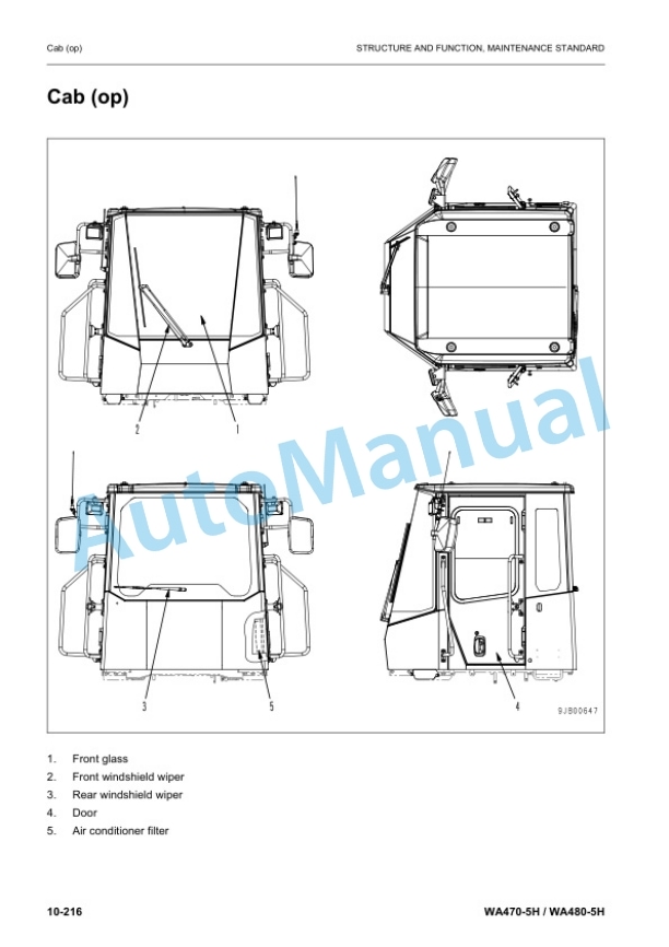 Alternative view of Komatsu WA470-5H, WA480-5H Part I Wheel Loader Shop Manual VEBM180101