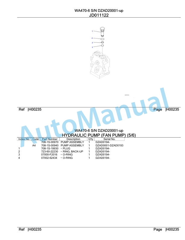Komatsu WA470-6 Parts Manual DZAD20001-up 3 Komatsu WA470-6 Parts Manual DZAD20001-up-3