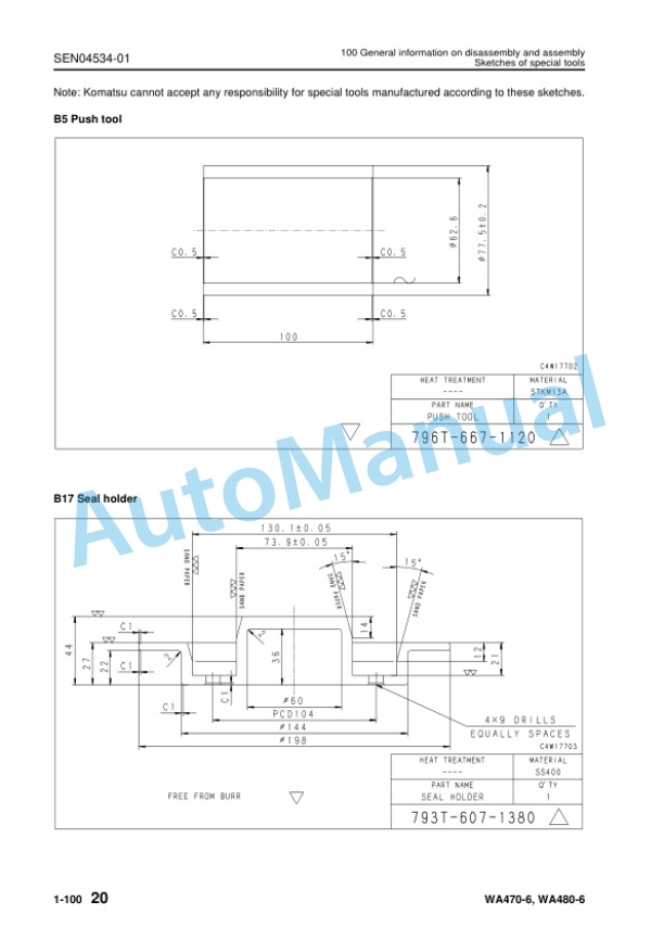 Komatsu WA470-6, WA480-6 Wheel Loader Shop Manual SEN04409-07 5 Komatsu WA470-6, WA480-6 Wheel Loader Shop Manual SEN04409-07 - Image 5