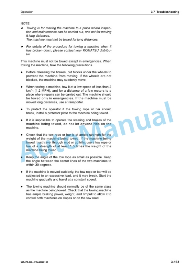 Komatsu WA470-6 Wheel Loader Operation and Maintenance Manual VEAM946100 4 Komatsu WA470-6 Wheel Loader Operation and Maintenance Manual VEAM946100 - Image 4