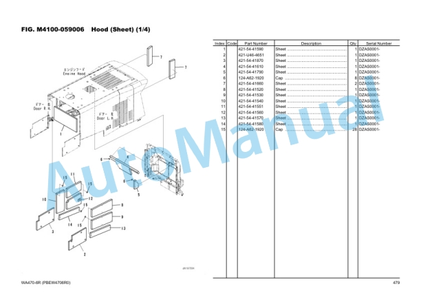 Komatsu WA470-6R Wheel Loader Parts Manual PBEW4706R0-00 5 Komatsu WA470-6R Wheel Loader Parts Manual PBEW4706R0-00-5