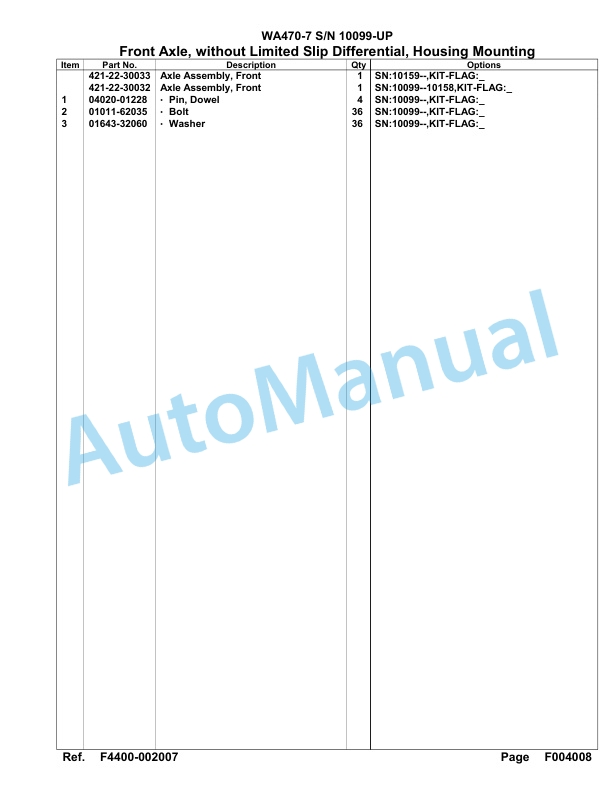 Komatsu WA470-7 Parts Manual 10099-UP 2 Komatsu WA470-7 Parts Manual 10099-UP-2