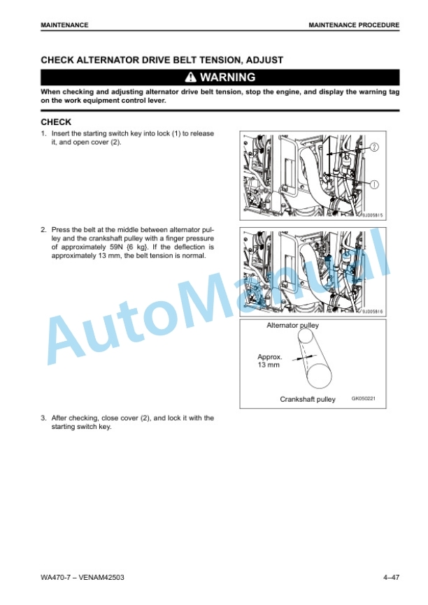 Komatsu WA470-7 Wheel Loader Operation and Maintenance Manual VENAM42503 5 Komatsu WA470-7 Wheel Loader Operation and Maintenance Manual VENAM42503 - Image 5