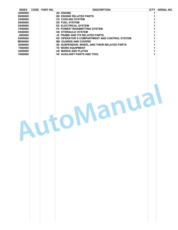 Komatsu WA475-10E0 Parts Catalog 120001-Up