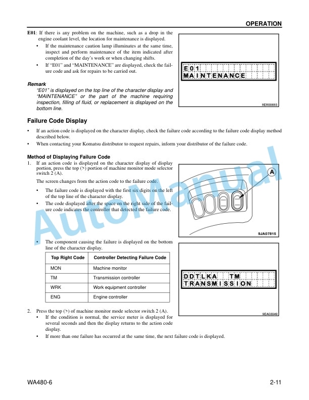 Alternative view of Komatsu WA480-6 Wheel Loader Operation and Maintenance Manual CEAM009104