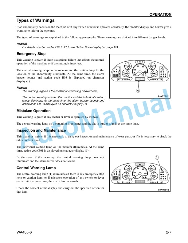 Alternative view of Komatsu WA480-6 Wheel Loader Operation and Maintenance Manual CEAM023603