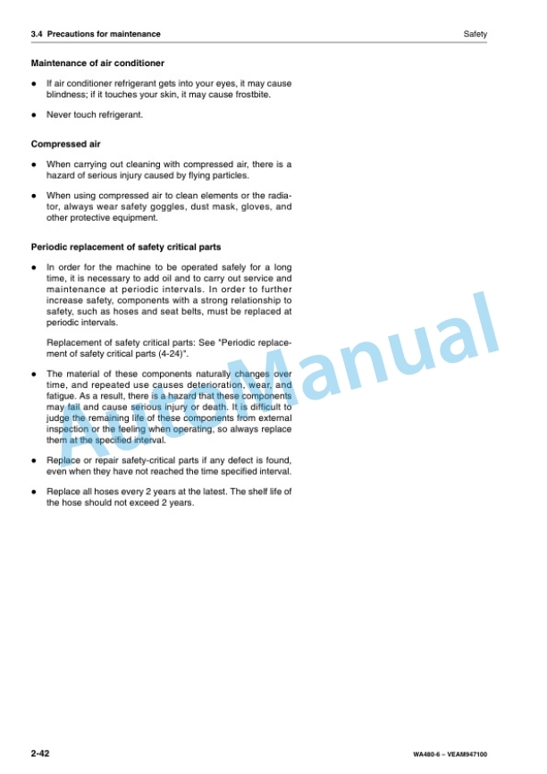 Komatsu WA480-6 Wheel Loader Operation and Maintenance Manual VEAM947100 2 Komatsu WA480-6 Wheel Loader Operation and Maintenance Manual VEAM947100 - Image 2