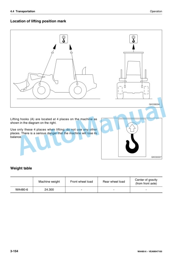 Komatsu WA480-6 Wheel Loader Operation and Maintenance Manual VEAM947100 4 Komatsu WA480-6 Wheel Loader Operation and Maintenance Manual VEAM947100 - Image 4