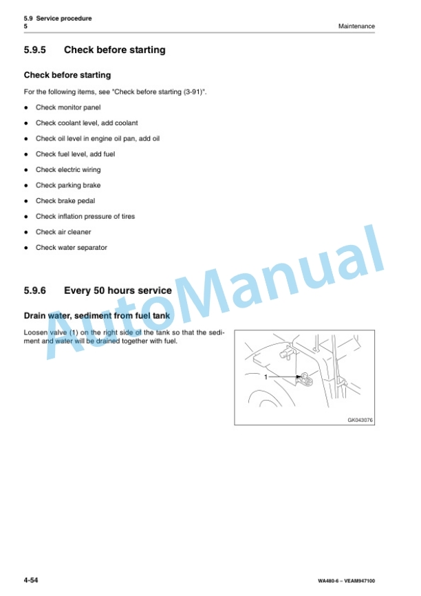 Komatsu WA480-6 Wheel Loader Operation and Maintenance Manual VEAM947100 5 Komatsu WA480-6 Wheel Loader Operation and Maintenance Manual VEAM947100 - Image 5