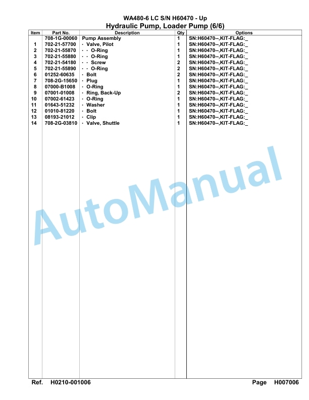 Komatsu WA480-6LC Parts Manual H60470-Up 3 Komatsu WA480-6LC Parts Manual H60470-Up-3