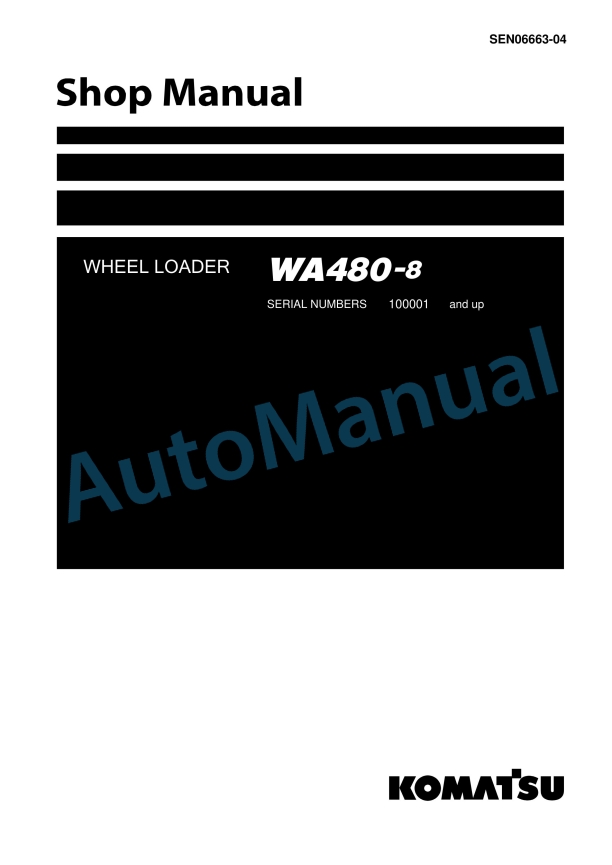 Komatsu WA480-8 Wheel Loader Shop Manual SEN06663-04