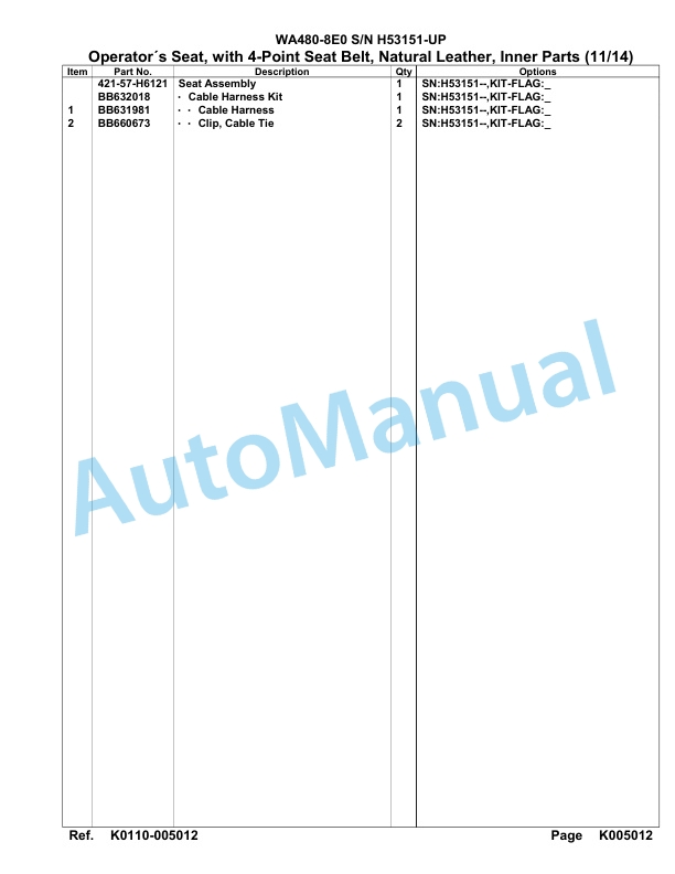 Komatsu WA480-8E0 Parts Manual WA00032H 4 Komatsu WA480-8E0 Parts Manual WA00032H-4