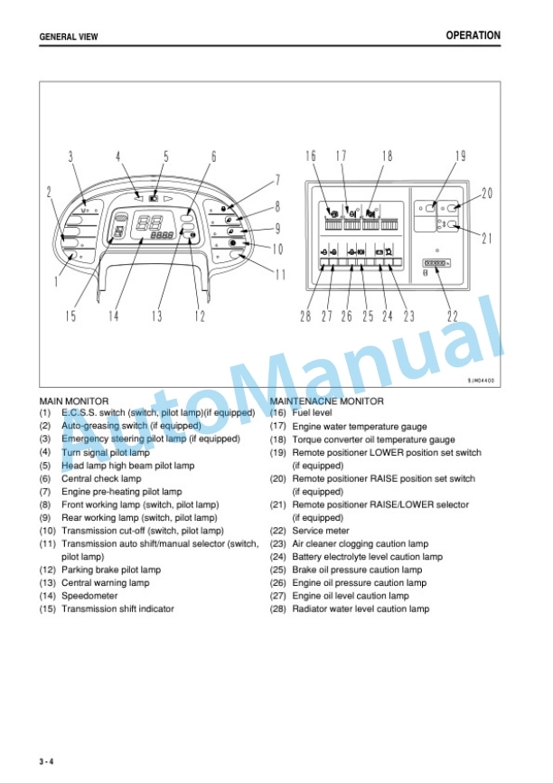 Alternative view of Komatsu WA500-3 Avance Wheel Loader Operation and Maintenance Manual TEN00065-02