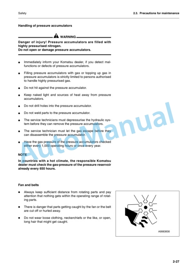 Alternative view of Komatsu WA500-3H Wheel Loader Operation and Maintenance Manual VEAM500100