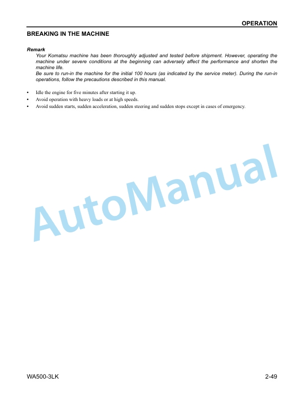 Komatsu WA500-3LK Avance Wheel Loader Operation and Maintenance Manual CEAM008100 3 Komatsu WA500-3LK Avance Wheel Loader Operation and Maintenance Manual CEAM008100 - Image 3