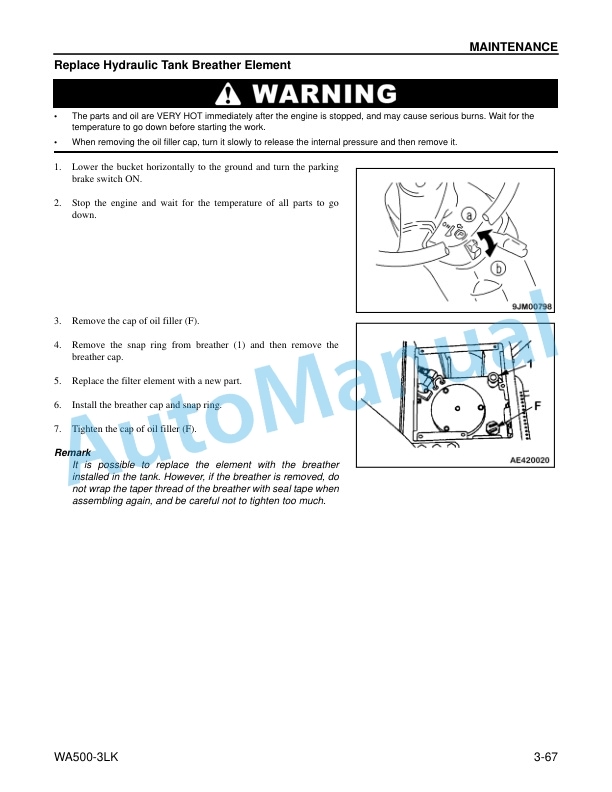 Komatsu WA500-3LK Wheel Loader Operation and Maintenance Manual CEAM008102 5 Komatsu WA500-3LK Wheel Loader Operation and Maintenance Manual CEAM008102 - Image 5