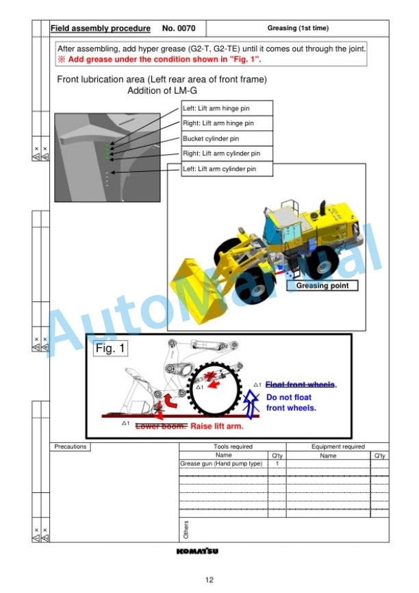 Alternative view of Komatsu WA500-6 Wheel Loader Field Assembly Instruction GEN00089-00