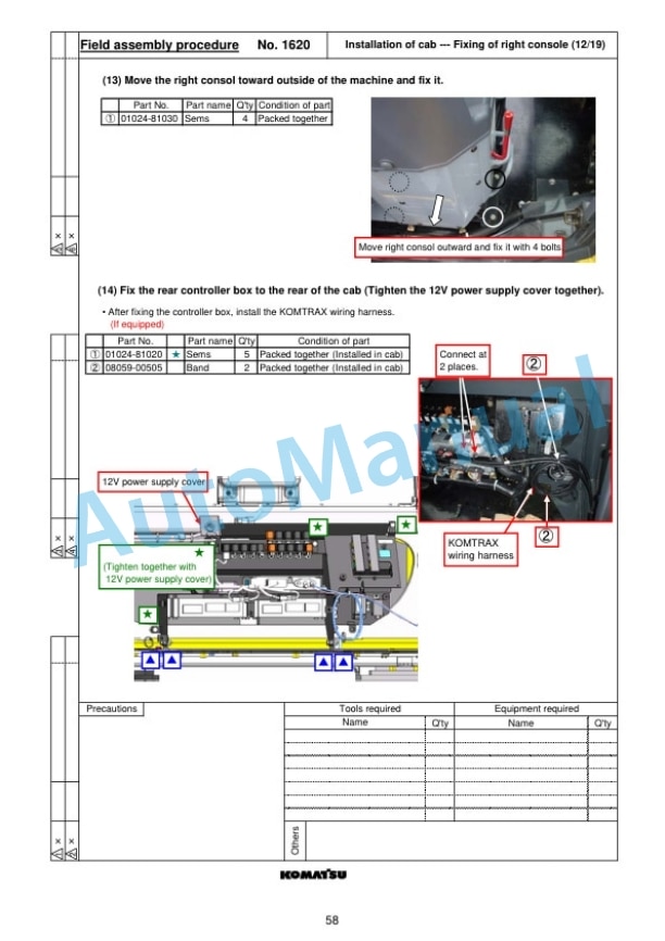 Komatsu WA500-6 Wheel Loader Field Assembly Instruction GEN00089-00 5 Komatsu WA500-6 Wheel Loader Field Assembly Instruction GEN00089-00 - Image 5