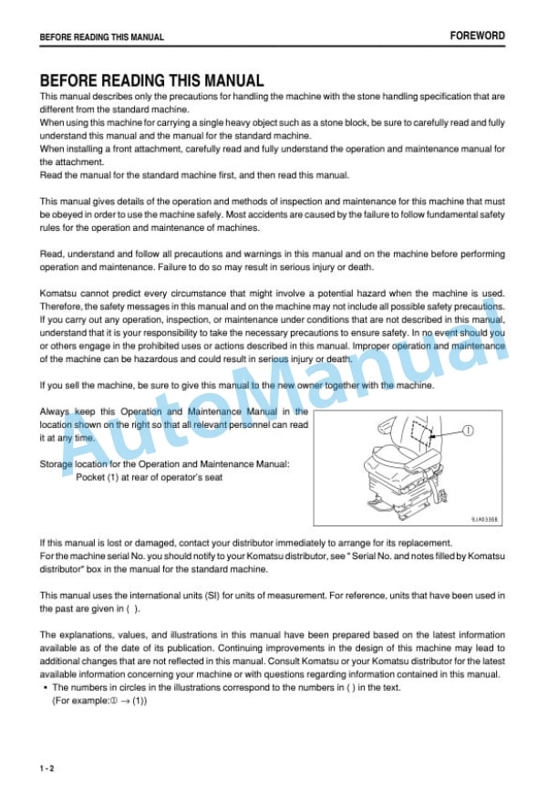 Alternative view of Komatsu WA500-6 Wheel Loader Operation and Maintenance Manual PEN00570-00