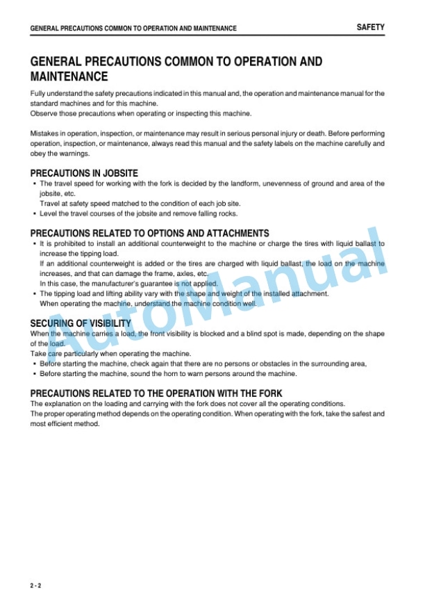 Komatsu WA500-6 Wheel Loader Operation and Maintenance Manual PEN00570-00 4 Komatsu WA500-6 Wheel Loader Operation and Maintenance Manual PEN00570-00 - Image 4