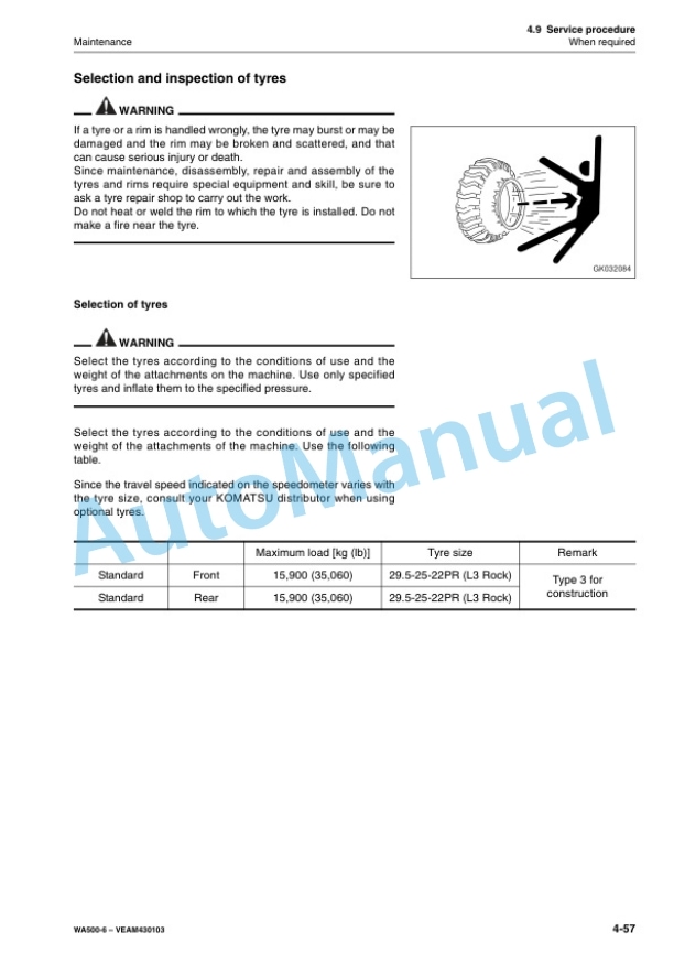 Komatsu WA500-6 Wheel Loader Operation and Maintenance Manual VEAM430103 5 Komatsu WA500-6 Wheel Loader Operation and Maintenance Manual VEAM430103 - Image 5