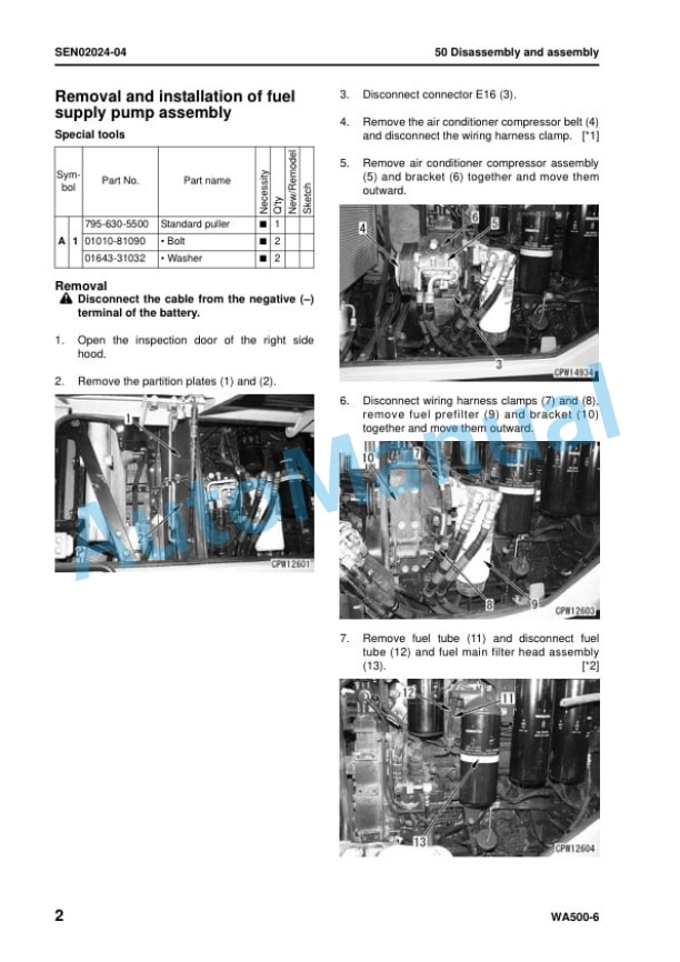 Komatsu WA500-6 Wheel Loader Shop Manual SEN00236-21 5 Komatsu WA500-6 Wheel Loader Shop Manual SEN00236-21 - Image 5