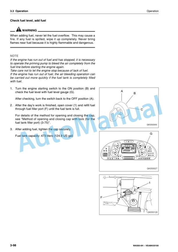 Komatsu WA500-6H Wheel Loader Operation and Maintenance Manual VEAM430100 3 Komatsu WA500-6H Wheel Loader Operation and Maintenance Manual VEAM430100 - Image 3