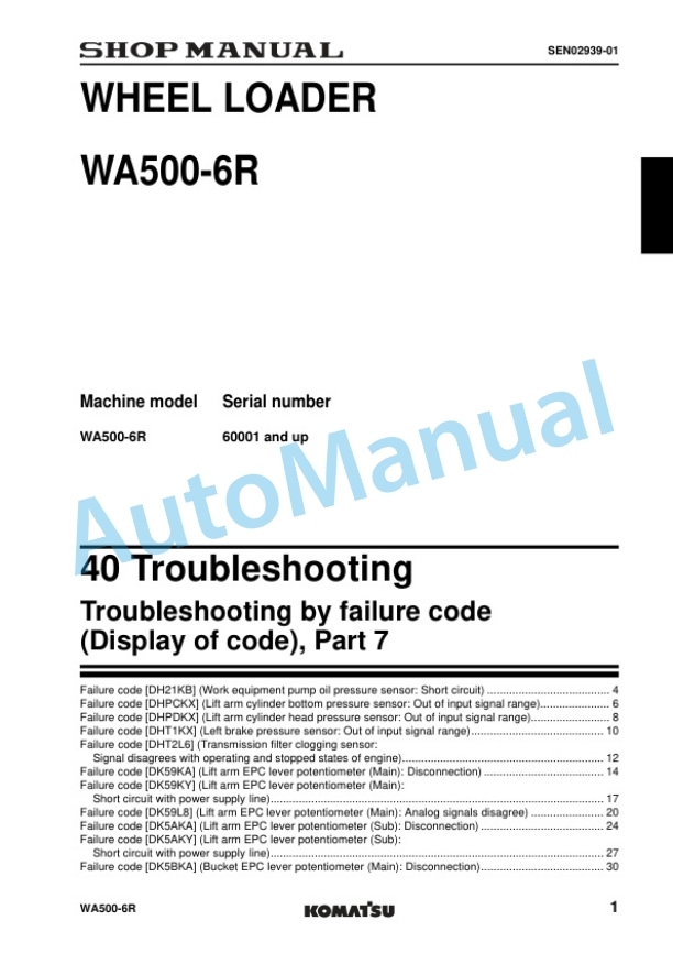 Komatsu WA500-6R Wheel Loader Shop Manual SEN02876-14 4 Komatsu WA500-6R Wheel Loader Shop Manual SEN02876-14 - Image 4