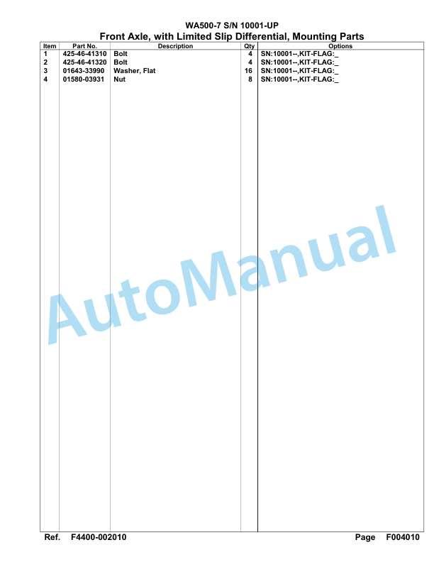 Komatsu WA500-7 Parts Manual 10001-UP 2 Komatsu WA500-7 Parts Manual 10001-UP-2