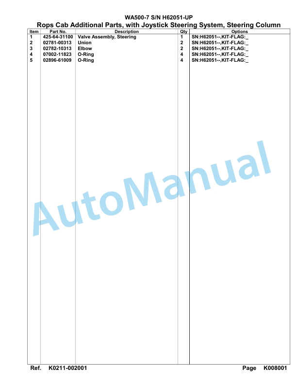 Komatsu WA500-7 Parts Manual H62051-UP 4 Komatsu WA500-7 Parts Manual H62051-UP-4