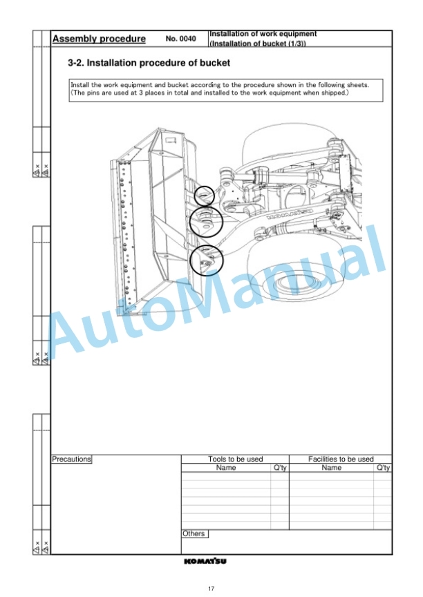 Alternative view of Komatsu WA500-7 Wheel Loader Field Assembly Instruction GEN00115-01