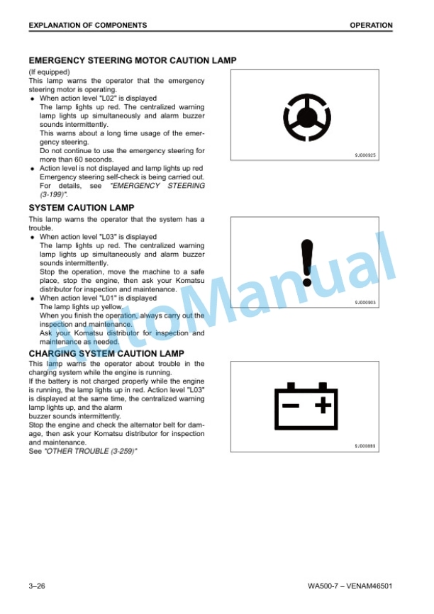 Alternative view of Komatsu WA500-7 Wheel Loader Operation and Maintenance Manual VENAM46501