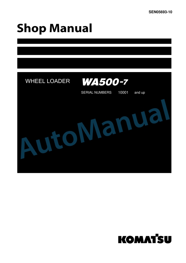 Komatsu WA500-7 Wheel Loader Shop Manual SEN05693-10