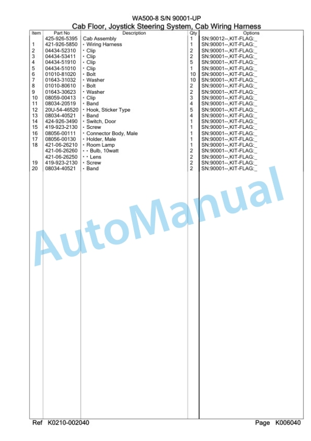 Komatsu WA500-8 Wheel Loader Parts Manual WA00012H 4 Komatsu WA500-8 Wheel Loader Parts Manual WA00012H-4