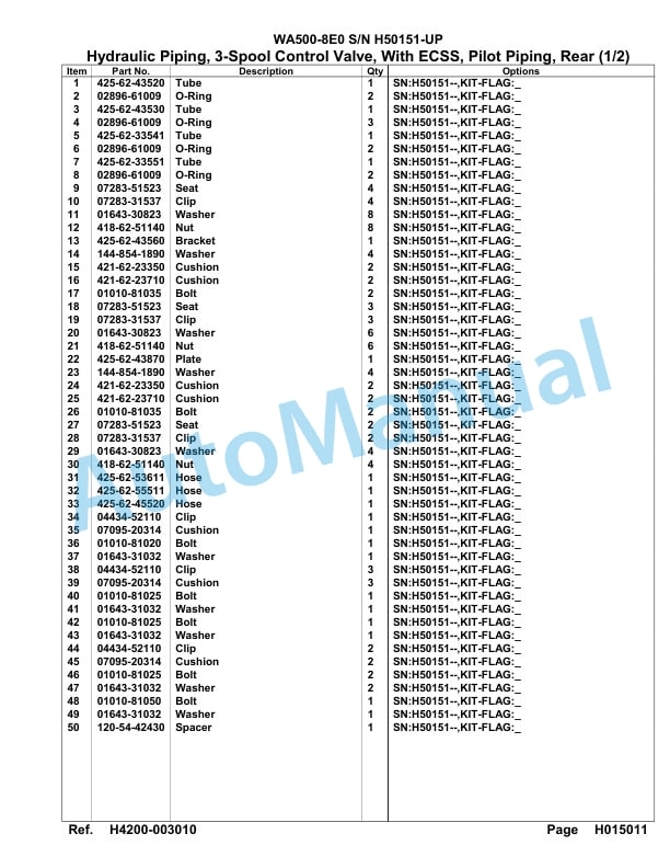 Komatsu WA500-8E0 Parts Manual WA00036H 3 Komatsu WA500-8E0 Parts Manual WA00036H-3