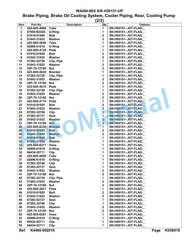Komatsu WA500-8E0 Parts Manual WA00036H 5 Komatsu WA500-8E0 Parts Manual WA00036H-5
