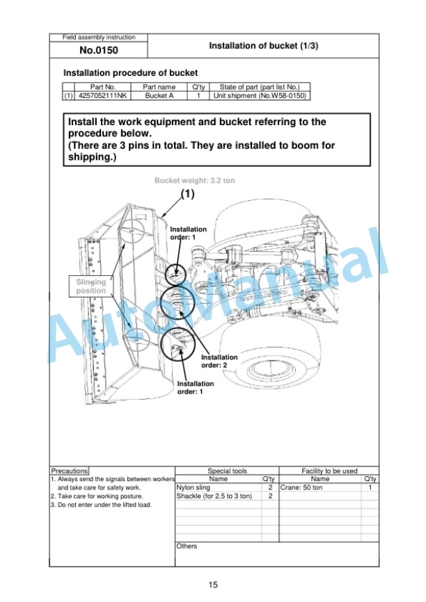 Komatsu WA500-8E0 Wheel Loader Field Assembly Manual GEN00188-00 3 Komatsu WA500-8E0 Wheel Loader Field Assembly Manual GEN00188-00 - Image 3