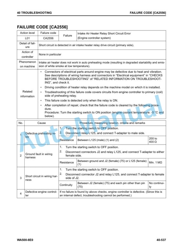 Komatsu WA500-8E0 Wheel Loader Shop Manual SEN06755-01 3 Komatsu WA500-8E0 Wheel Loader Shop Manual SEN06755-01 - Image 3